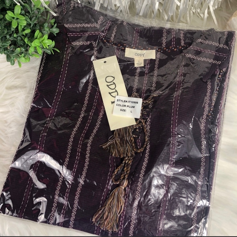 BOHO TOP CHIC top richly colored variegated stripe jacquard woven top S small - Picture 10 of 14
